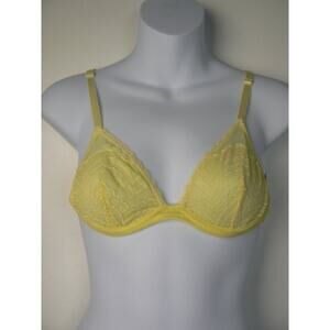 $38 Intimately Free People Yellow Lace Underwire Semi Sheer Bra 32A NWT F505